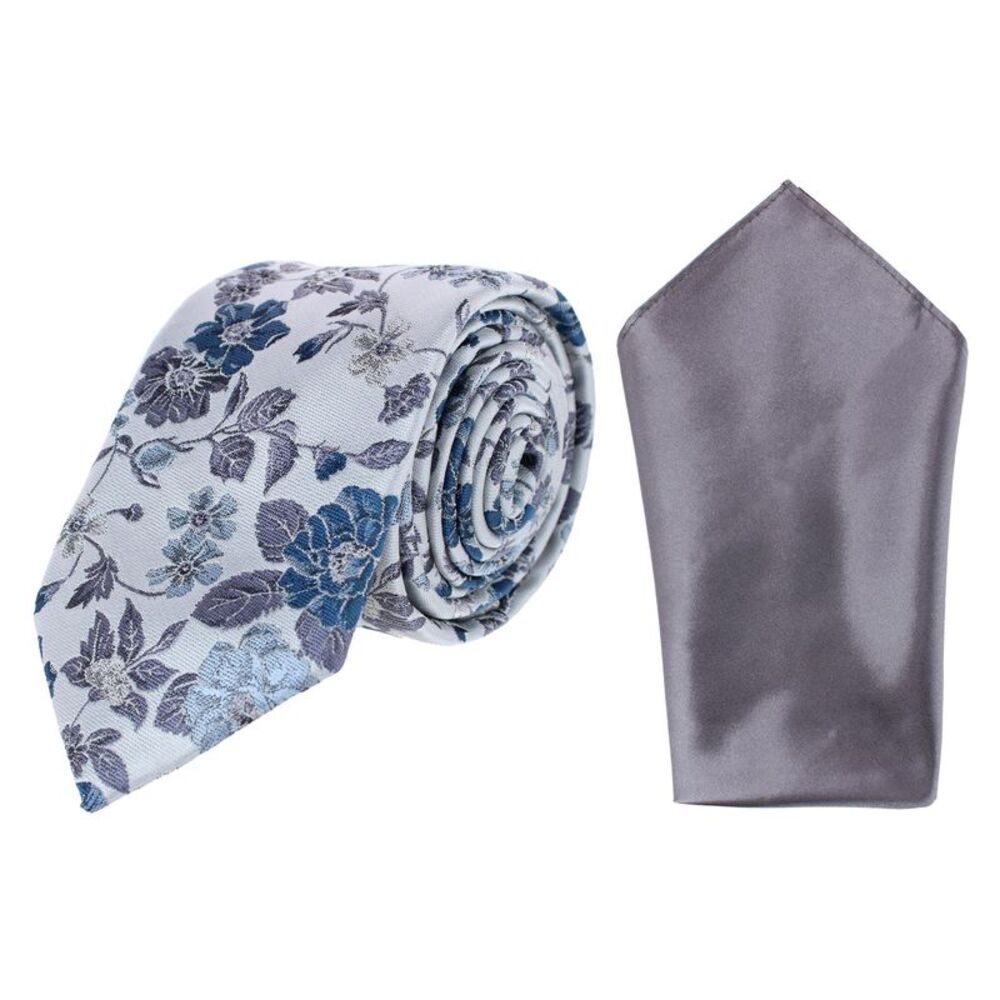 Essentials by Trafalgar Floral and Vine Patterned Necktie and Solid Pocket